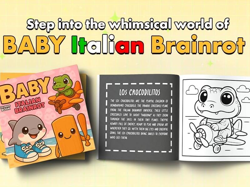 Baby Italian Brainrot Coloring Book: Viral TikTok Meme Cute Creatures Like Los Crocodilitos, Las Tralaleritos, Los Tung Tung Sitos, Bold Lines, Relaxation & Fun for All Ages!