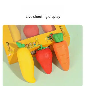 3-Pack Fruit Carrot Erasers, Cute No-Trace Fun Student Erasers, Creative Stationery, Back-To-School Gifts, School Awards