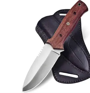 Handmade D2 Steel Fixed Blade Hunting Tracker Knife - 9 Inches hand Forged Full Tang Knives For Hunting, Outdoor Camping Knives Roswe Wood Handle Gift for Men's