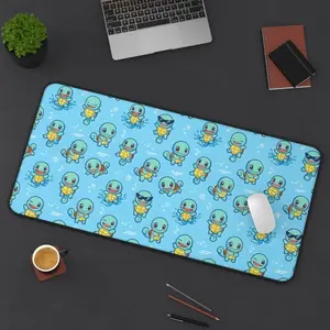 Cute Blue Turtle Pattern Desk Mat Blue Monster Gamer Mousepad XL