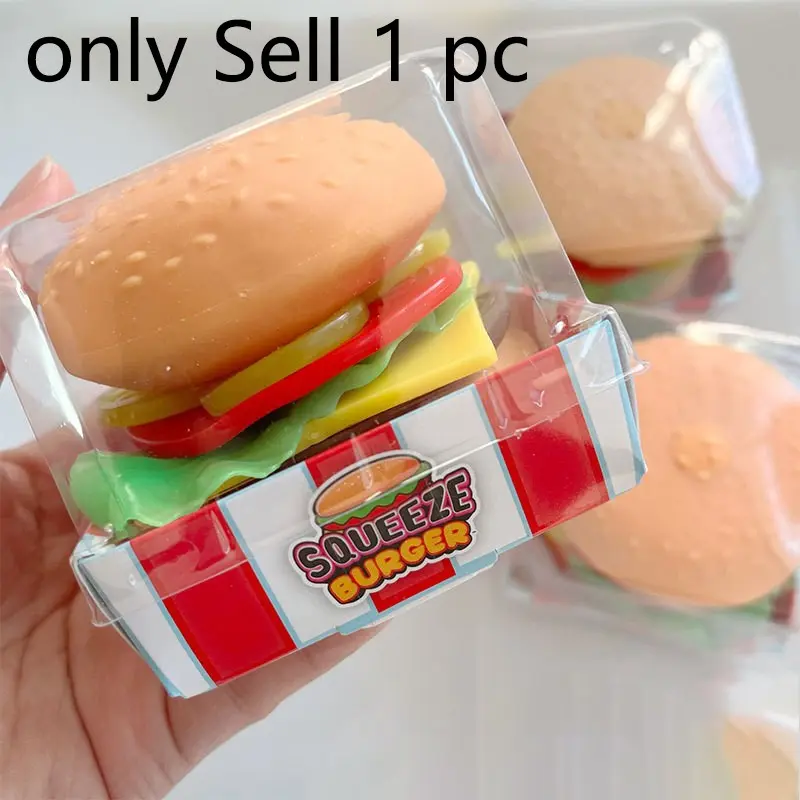 TOOUEE 1 PC Hamburger Squishy Toy, Soft Silicone Slow Rising Stress Relief Fidget Sensory Toy for Adults, Cute Kawaii Anxiety Calming Gift for Friends Birthday Christmas Halloween, Sensory Stress Reliever