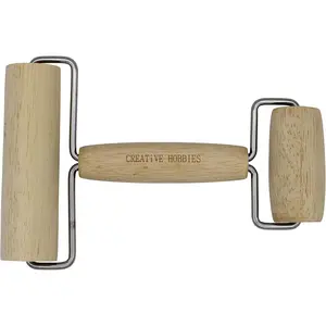 Creative Hobbies Hardwood Pony Roller - 2 in 1 Design Dual Roller Tool for Ceramic, Pottery Clay Working, Rhinestone Embroidery Diamond Painting, Craft Clay Roller, Wooden Roller