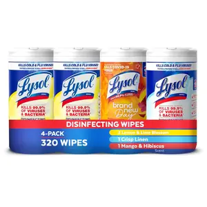 Lysol Disinfecting Wipes Bundle 4-Pack 320 Count Multi-Scented Sanitizing Wipes for Home, Apartment, Dorm Room Essentials & Cleaning Supplies