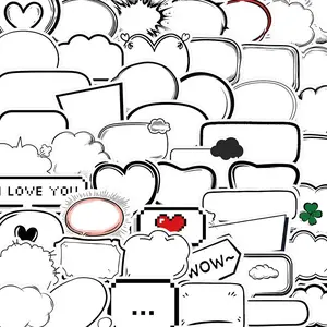 Cartoon Cloud & Speech Bubble Pattern Sticker, 50pcs/set Creative Funny Decorative Sticker, DIY Decals for Water Bottle, Laptop, Phone Case, Protective