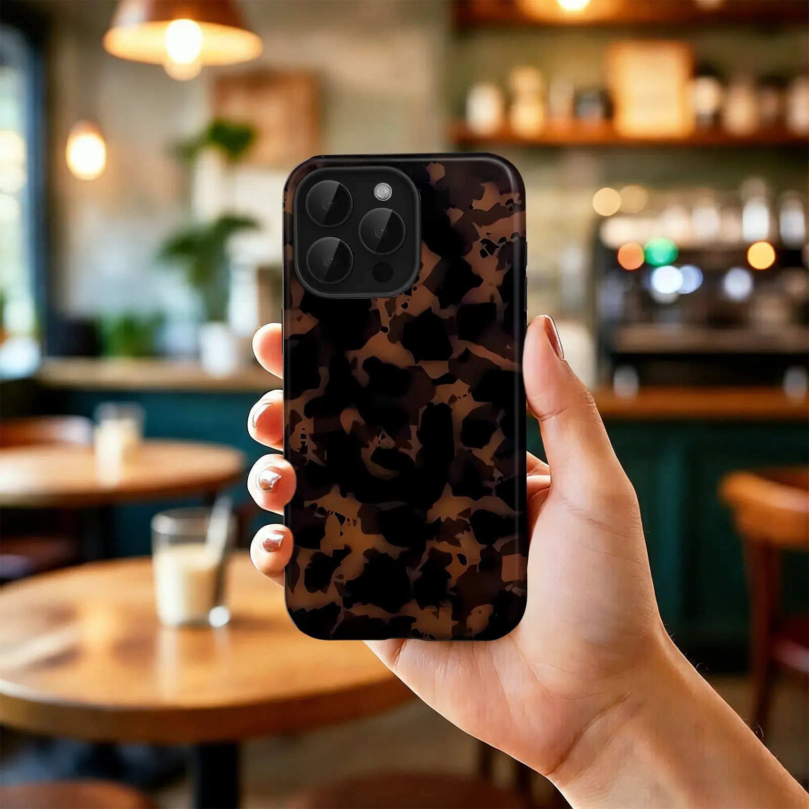 Amzfield MagSafe Magnetic TPU Protective iPhone Case - Tortoise Shell Leopard Amber Print, Cute Aesthetic 2-in-1 Shockproof Casing for Smartphone, Protection Tech Accessories