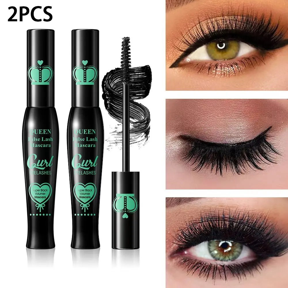 2pcs Mascara Fast Drying, Lengthening and Volumizing, Volume Lash, Curling and Thickening, Waterproof and Sweatproof, Long-Lasting Eyelash Makeup, Fanning Volumizing Mascara, Voluminous Mascara