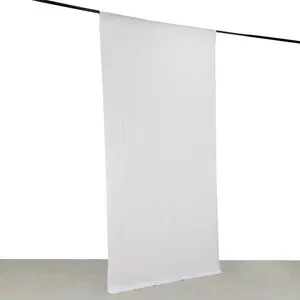 White 4-Way Stretch Spandex Backdrop Drape Curtain, Wrinkle Free Event Divider Panel with Rod Pockets - 5ftx10ft
