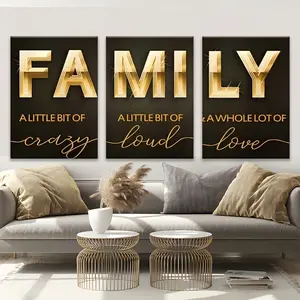Wooden Framed Canvas Painting, 3 Counts/set Letter Pattern Western Wall Art, Vintage Art Canvas, Modern Home Decor, Vintage Letters Print for Living Room Home Office Hotel, Art Wall Decoration tiktokshopspringglowup