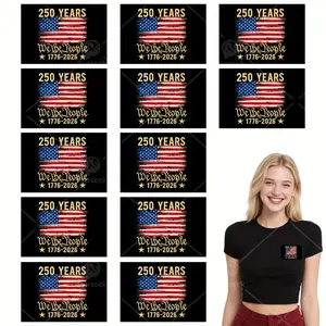 12 Piece American Flag Iron-On Transfer Stickers, Perfect for DIY Backpacks, Jackets, Hats, Crafts, Accessories, 250th Anniversary Design