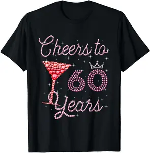 100% Cotton Cheers To 60 Years 60th Birthday 60 Years Old Bday T-Shirt