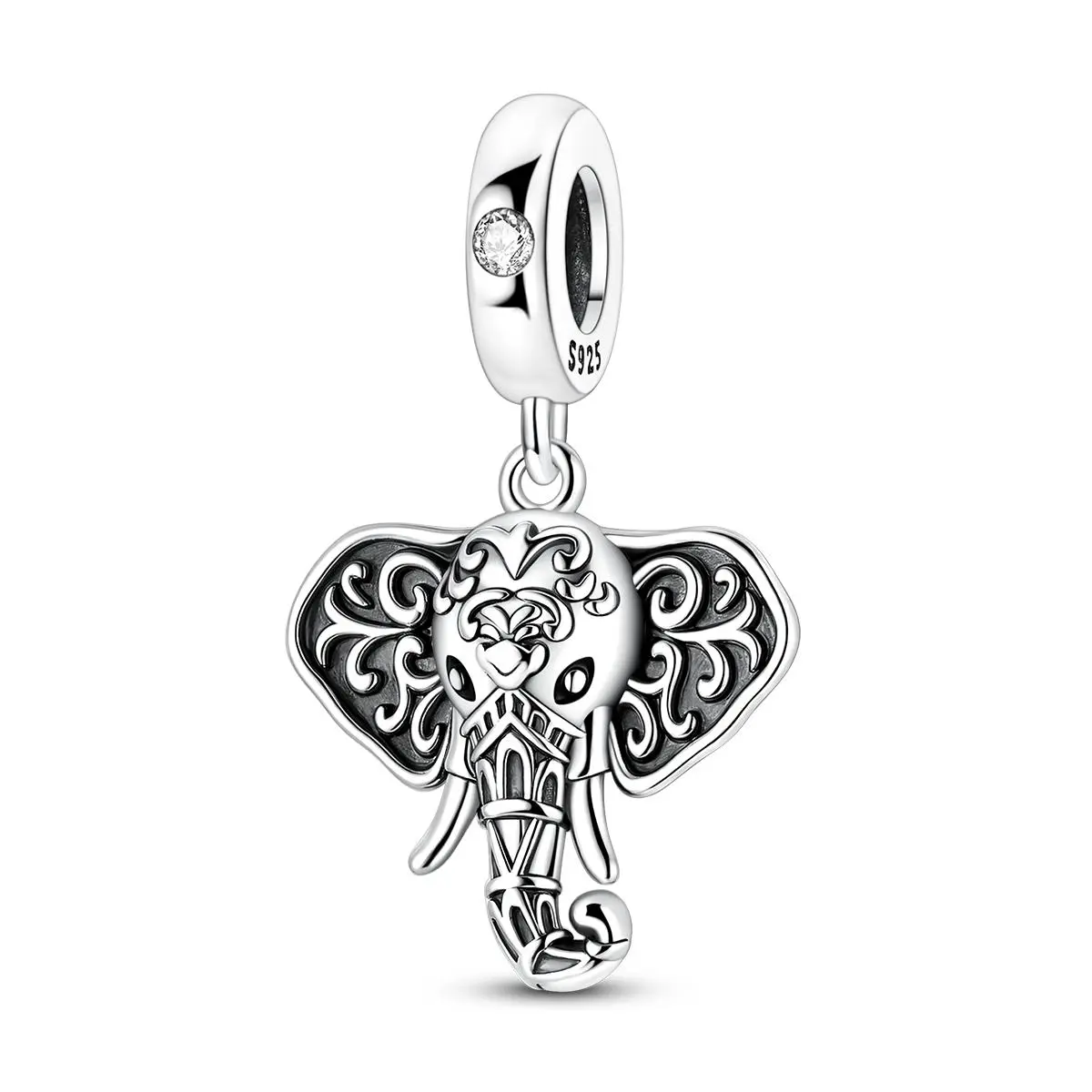 MULA 925 silver-plated elephant charm with zircon and enamel - symbol of strength, wisdom and good luck, suitable for Pandora bracelets - jewelry gifts for women and girls