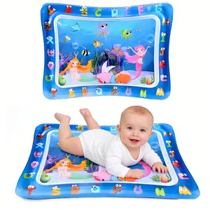 Inflatable Play Mat Baby Water Play Mat Deluxe Edition with Vibrant Ocean Floor Patterns Adorable Marine Animals Portable Sensory Enrichment Play Mat Nursery Development Mat Padded Play Mat Tummy Time Mat Activity Mat