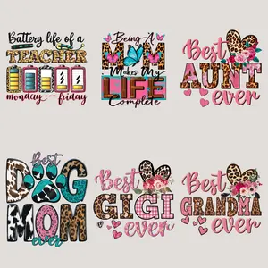 6PCS/set Happy Mother's Day Iron On Transfers -For Making T-Shirts,Bags,Hoodie,Throw pillow,Canvas Bag And Fabric Decorations,Washable And Durable Heat Transfer Stickers,