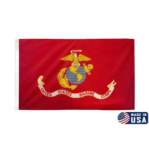 3x5ft U.S. Marine Nylon Flag - Valley Forge American-Made High-Quality Flag with Brass Grommets, 4-Stitching, for Indoor Use, Outdoor Banners, Party Decor