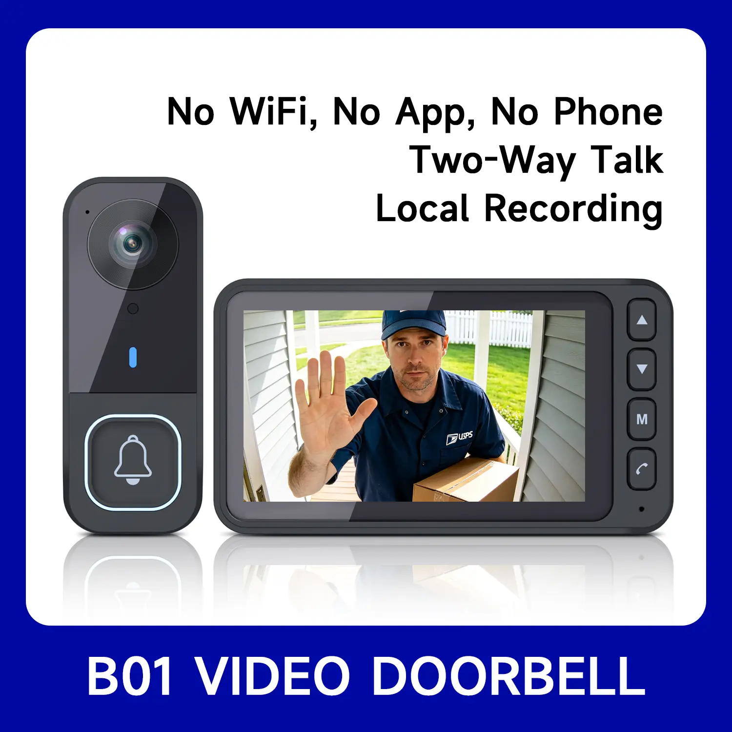 2026 New Generation B01 Video Doorbell – See Visitors Instantly, No WiFi, No App, 400ft Wireless Connection