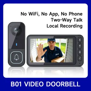 2026 New Generation B01 Video Doorbell – See Visitors Instantly, No WiFi, No App, 400ft Wireless Connection