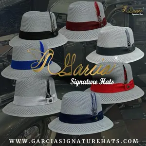 García Signature Classic Gray Lowrider Derby Hat for Men Women & Kids with Stylish Hat Band & Feathers