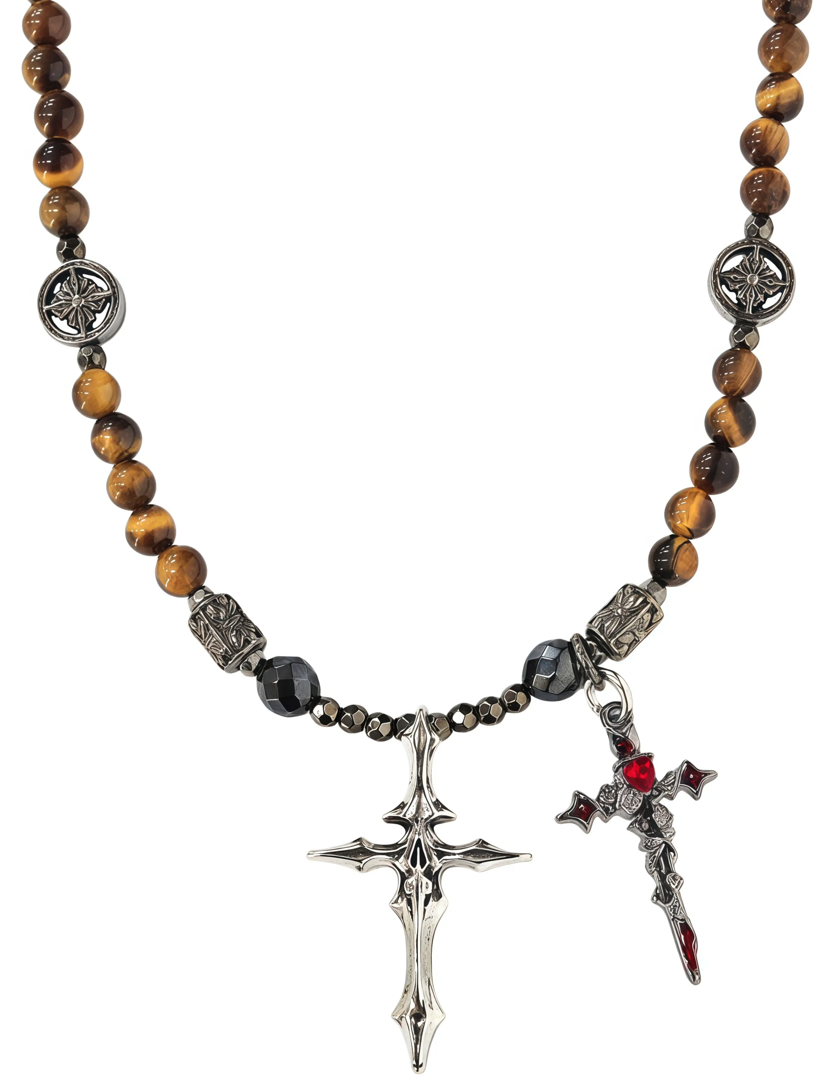 Vintage Gothic Punk Style Cross Pendant Necklace, High-End Lockbone Chain Accessory, Birthday Gift Jewelry for Women & Men, Fashion Jewelry, Bold Cross Design, Exquisite Chain Jewelry, Cross Necklaces