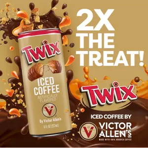Victor Allen's Coffee Twix Ready-to-Drink Iced Coffee (8 fl. oz) Natural Pack Bottle Low Fat Beverage Vanilla Caramel Bean