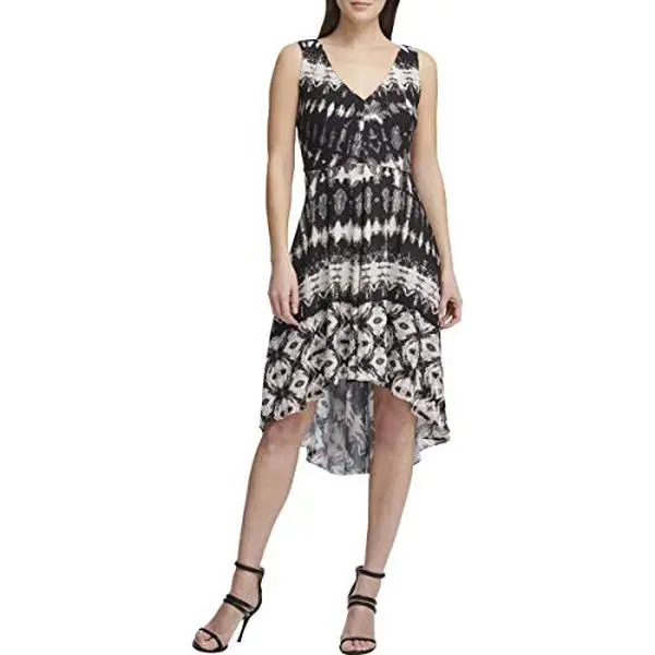 DKNY Womens Black Printed Knee-Length Sleeveless Party Dress 2