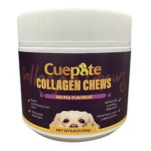 Cuepate Collagen Chews Chicken Flavor for Dogs & Cats Hip Joint Support with Glucosamine Hydrochloride & Vitamin D3 Soft Chewable Supplement 24 Months