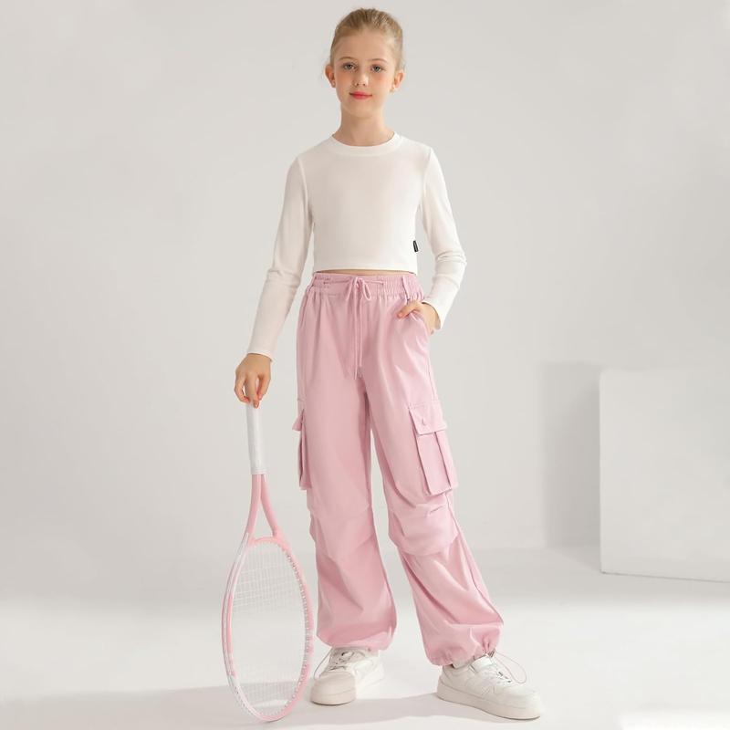 Girls Cargo Jogger Pants Parachute Pants with Elastic Waist and Pockets Cargo Trousers for Teens Girls 7-14 Years Bottoms Womenswear