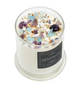 Serenity Candle (Lavender Chamomile) by New Moon Beginnings, Soy Wax, Aromatherapy, Herb and Crystal Candles