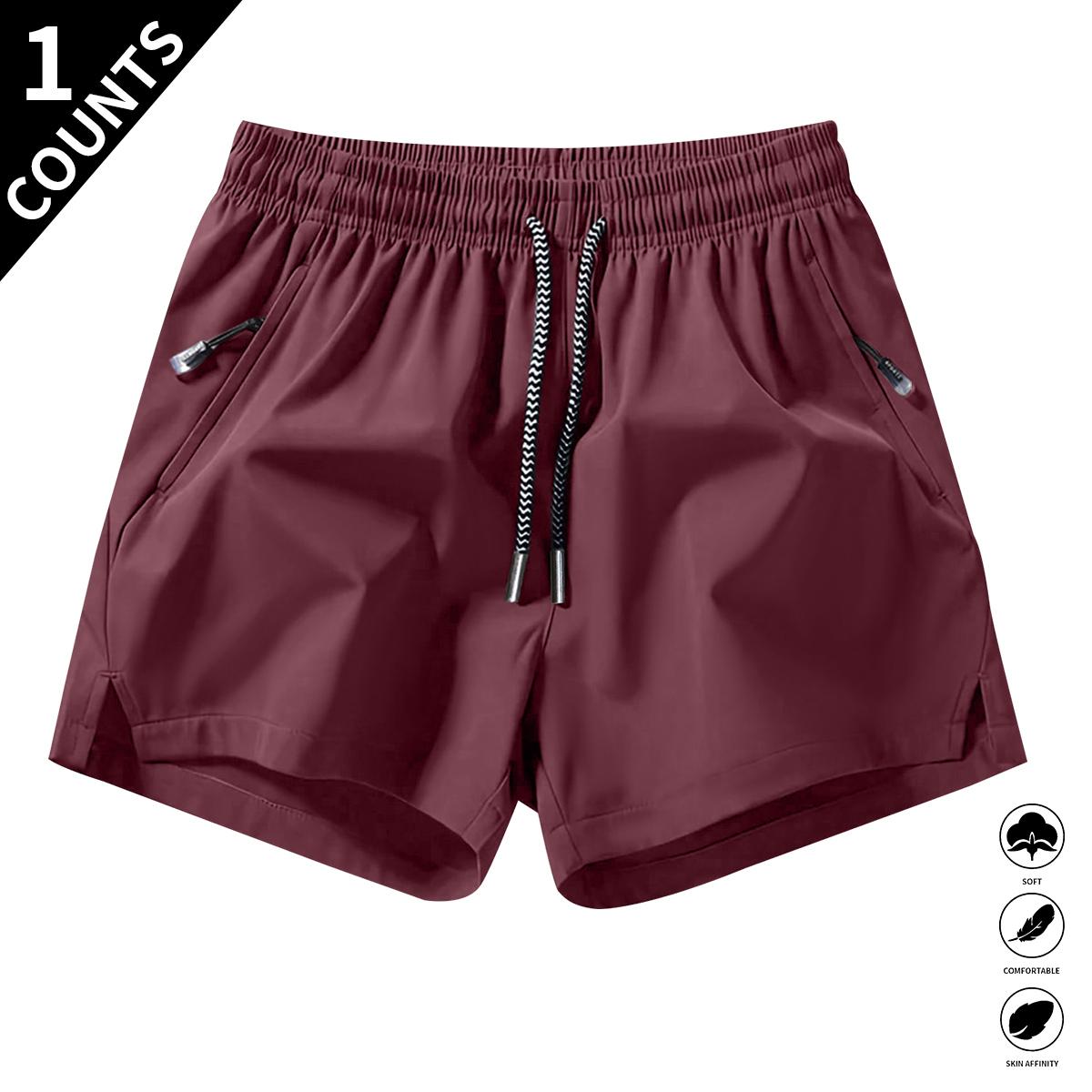 Men’s solid-color casual shorts with zippered pockets—fashionable summer drawstring athletic shorts suitable for gym workouts and outdoor wear. Men’s solid-color casual shorts with zippered pockets—fashionable summer drawstring athletic shorts suitable fo