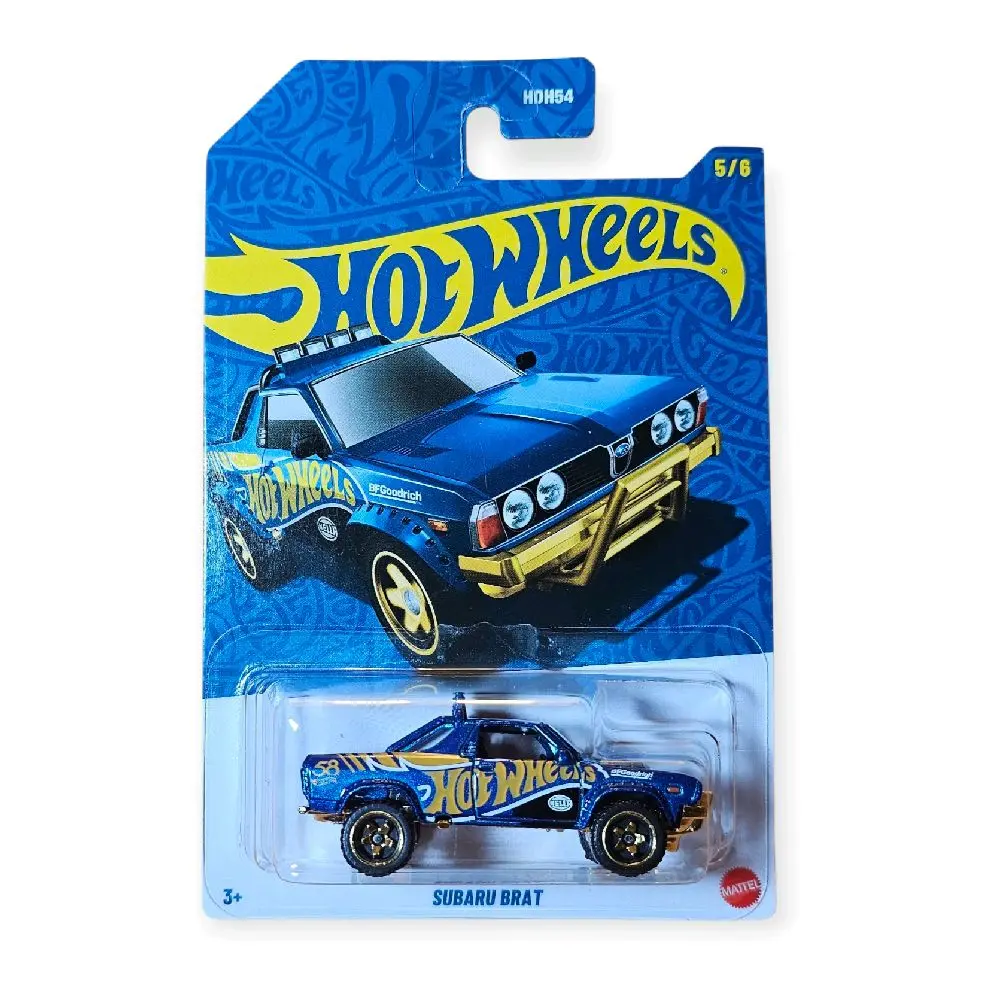 Hot Wheels Subaru BRAT Pickup Truck - Blue with Gold Accents - Off-Road Rally Edition