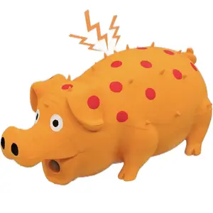 Takoure Dog Squeaky Toy, Dots Latex Dog Chew Toys with a Oinks Sound Squeaker Grunting Pig Dog Toy Durable Self Play 8" Dog Squeeze Toy for Dental Biting Chasing to Kill Boring Time