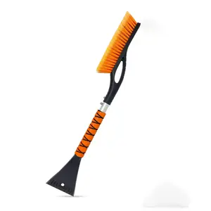 27 Inch Aluminum Snow Brush with Ice Scraper, Ergonomic Foam Handle, Car Windshield and Window Winter Accessory, Car Cleaning Tool