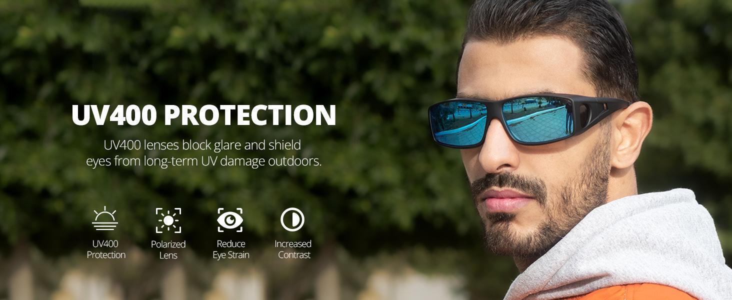 Over Glasses Sunglasses Wrap Around Polarized Sunglasses for Men Women Fit Over Prescription Glasses with UV Protection