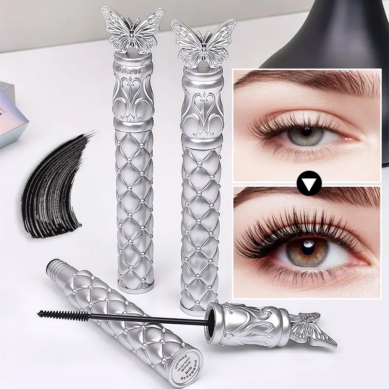 AGAG Butterfly Mascara, Premium Black Curling & Lengthening Mascara with Unique Design Wand, Stable Color Adhesion Formula, Clump Free Smooth Finish, Enhances Lash Volume and Natural Eye Makeup Look