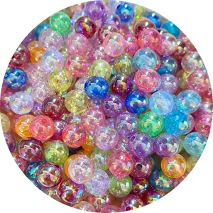 400 count 8mm  Round Bubble Beads AB Colorful Plastic Loose Spacer Beads for DIY Craft Making Necklace Bracelet Earring Ornament(Multicolor AB)