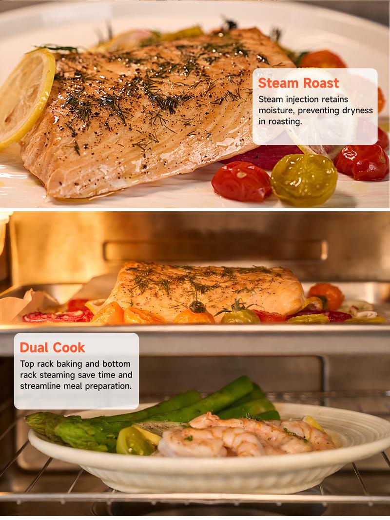 OUNIN Combi Steam Oven Countertop 16QT Capacity 11-in-1 Air Fryer Toaster Oven Combo with Bake, Steam, Roast, Dehydrate, Dual Cook, 90–430°F, Stainless Steel OUNIN Combi Steam Oven Countertop 16QT Capacity 11-in-1 Air Fryer Toaster Oven Combo with Bake, Steam, Roast, Dehydrate, Dual Cook, 90–430°F, Stainless Steel