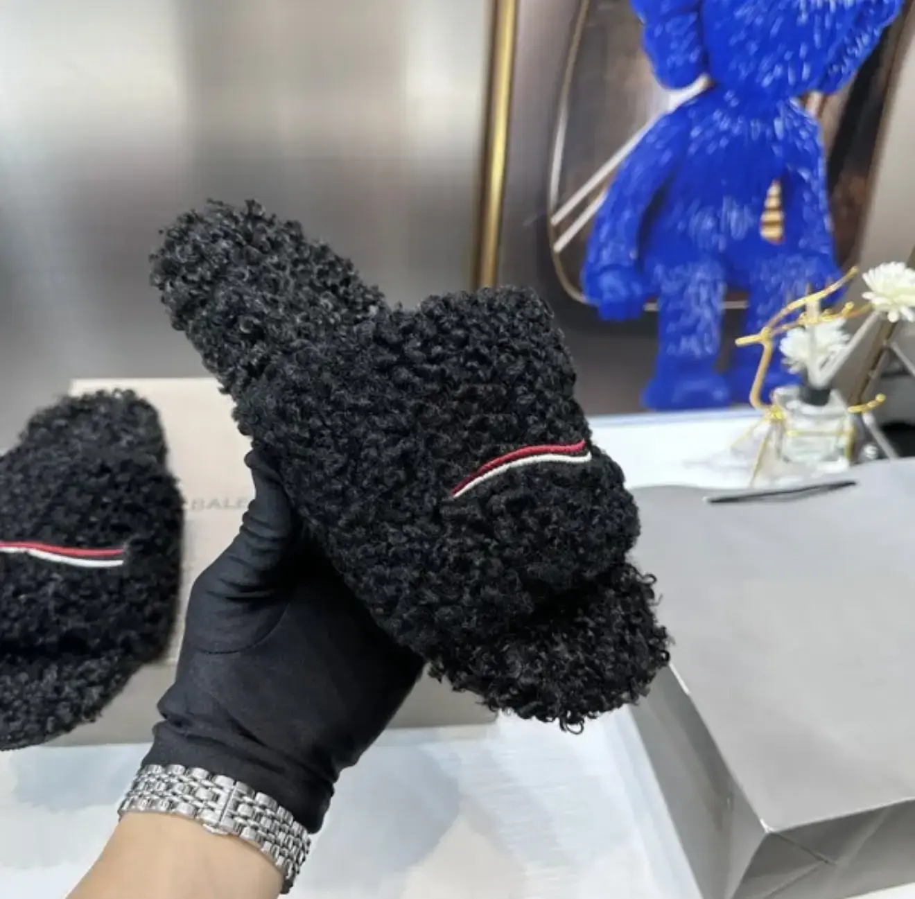Unisex Fur Upper Slide Sandals 2026, Comfortable Flat Home Wear Footwear, Festive Party Gift Option