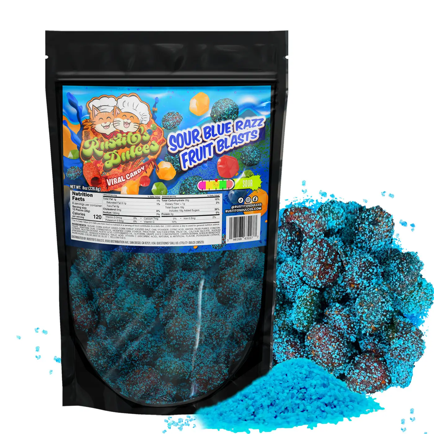 Sour Blue Razz Fruit Blasts Gushers Enchilados Viral Tangy, Sweet, Sour and Irresistibly Delicious Treats Gummy Candy Snack