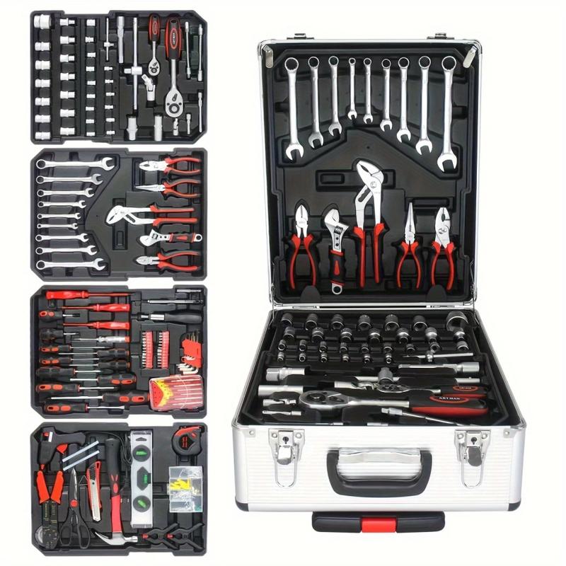 899PCS Large Capacity Metal Hand Toolbox, The Ultimate Home Repair Master Set - Comprehensive Toolbox, With 4 Drawers, General Household Toolkit, Simple And Durable, Auto Repair Repair Tools, No Assembly Required