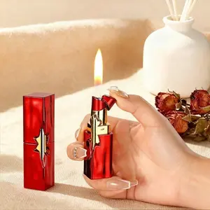 Red Elegant & Cute Lipstick Lighter (Without Gas) - Wind-Resistant Flame, and Refillable Butane System (Butane Gas Not Included)