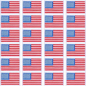 24 Pcs American USA Flag Patch Iron Patch Patriotic Embroidery Sew on Flag Patch for Cloth Military Uniform Emblem Tactical Vest Jacket Hat Backpack, 2.4 x 3.3 Inch(Red)