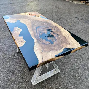 [OSS206] Olive Wood Epoxy Table custom epoxy river slab table, Executive Desk, Custom Large Epoxy River Table, Solid Wood Slabs Table, Large Computer Office Desk Workstation, Business Furniture for Home Office (ERT24010)