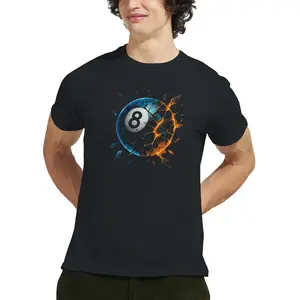 Shattered 8 Ball Graphic Tee Fiery Billiards Unisex Shirt 