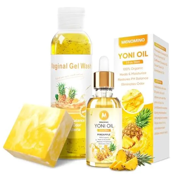 Feminine Wash & Yoni Soap Bar & Yoni Oil for Women pH Balance, Pineapple Yoni Wash for Moisturizing Remove Odor, 5.07 Fl.Oz Feminine Wash 1 Fl.Oz Feminine Oil & 3.53oz Yoni Bar