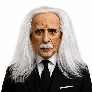 Realistic Old Man Mask with Hair & Mustache, Crazy Scientist Latex Face Cover, Funny Gag Gift for Parties, Halloween & Cosplay, Party Face Masks
