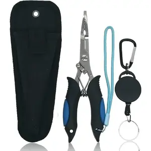 Stainless Steel Fishing Pliers - Needle Nose Plier for Cutting Fishing Line, Multitool Pliers with Sheath and Telescopic Lanyard|   Fishing Tools