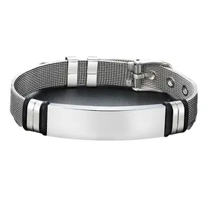 Stainless Steel Mesh Curved Bracelet Black Bangle Laser Engraved Quanxi Water Jewelry BR 520 Fashion Commuting