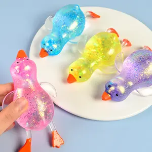 5.12*2.76inch Squeeze random color Duck Stress Relief Toy Mini Stretchy Soft TPR Fidget Toy with Sparkling Design for Anxiety Relief & Sensory Stimulation