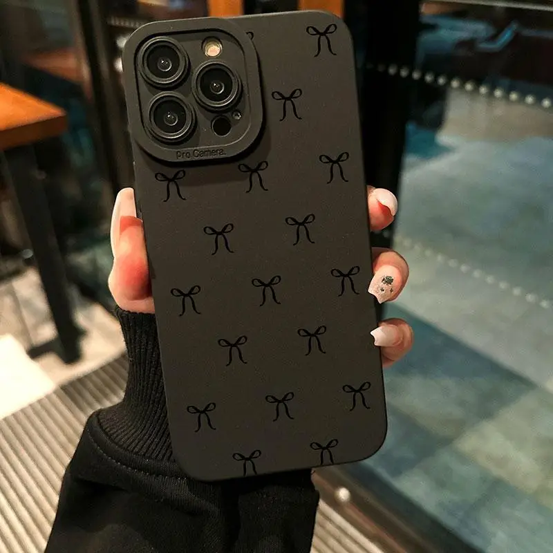 Bow Pattern Phone Case, Anti-drop Cellphone Protective Case, Total Protective Shockproof Mobile Phone Cover for iPhone 16 15 14 13 12 11 Plus/Pro/Pro