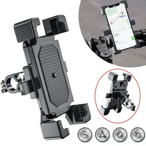 Motorcycle Phone Mount Bike Phone Holder, Adjustable Cell Phone Holder, Bicycle Scooter Handlebar Cradle Clip for iPhone Air 17 Pro Max/ 16 Plus, 15 Plus, iPhone 14 and 4.7-6.8" Phone with Soft Cushion & Adjustable Clip