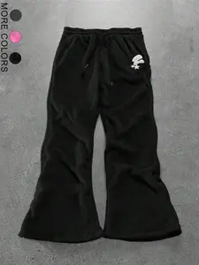 Men's Number & Star Patch Pants, Casual Comfy Trousers for Spring & Fall, Fashion Unisex's Bottoms for Daily Wear, Casual Streetwear Trousers